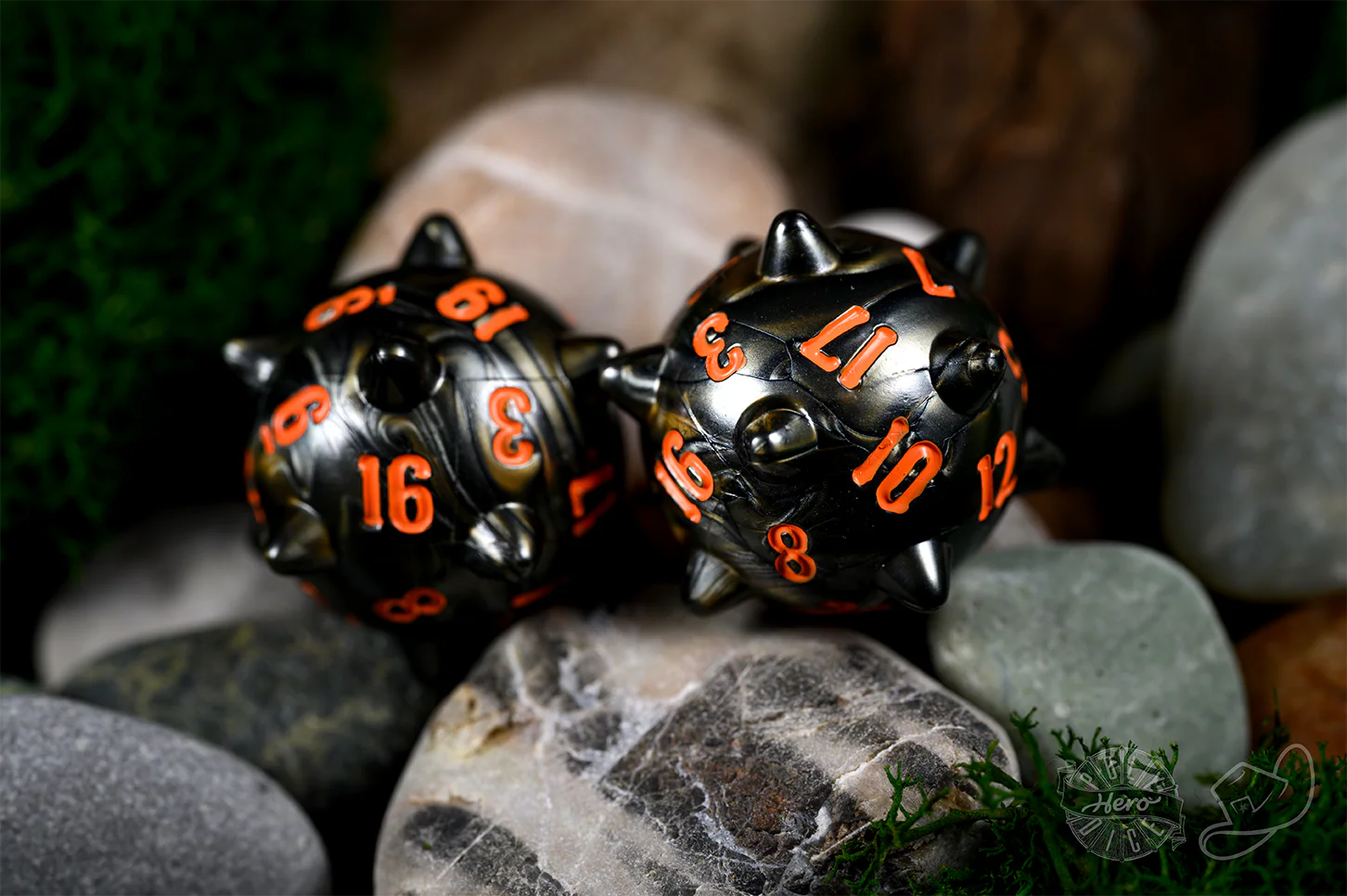 PolyHero Warrior 2d20 Spiked Balls Steel Grey - Image 3